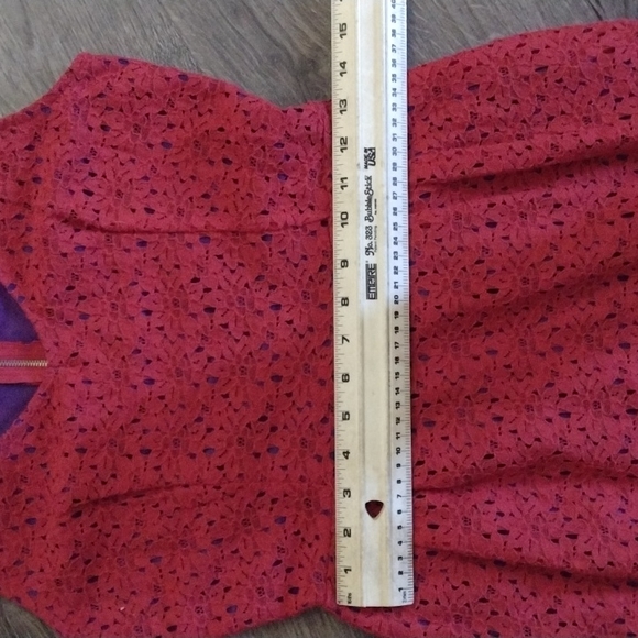 Charming Charlie size small red lace party dress purple lining! - Picture 7 of 8